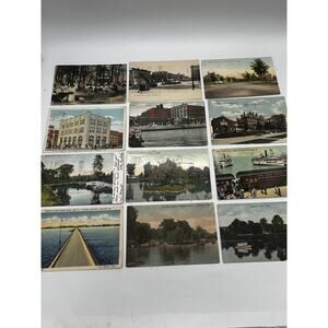 Lot 12 Antique 1907-1941 Sandusky Ohio Postcards Cedar Point Boat Landing Bay